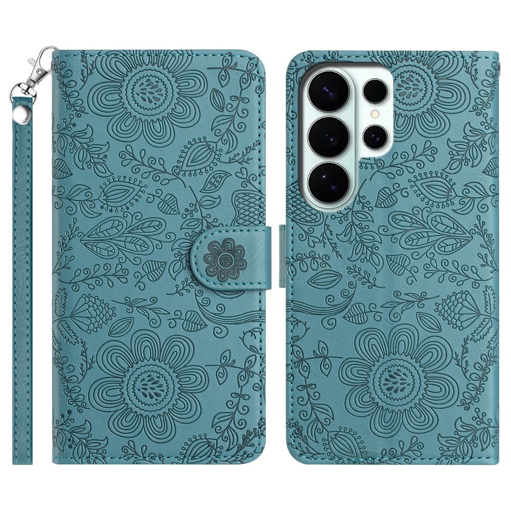 Samsung Galaxy S26 Ultra Fodral Med Blommigt Tryck Grön