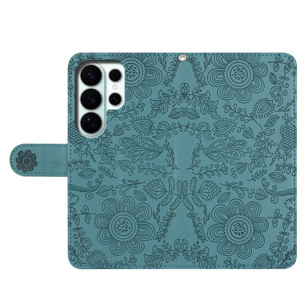  Samsung Galaxy S26 Ultra Fodral Med Blommigt Tryck Grön