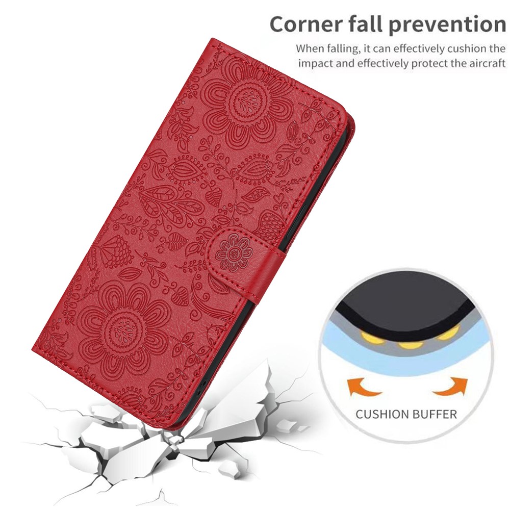  Samsung Galaxy S26 Ultra Fodral Med Blommigt Tryck Röd