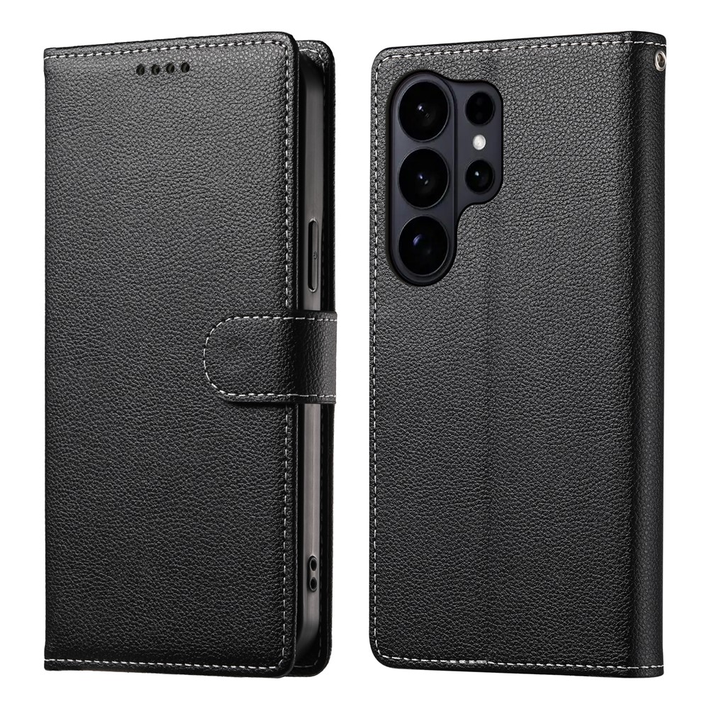  Samsung Galaxy S26 Ultra Plånboksfodral Läder Svart