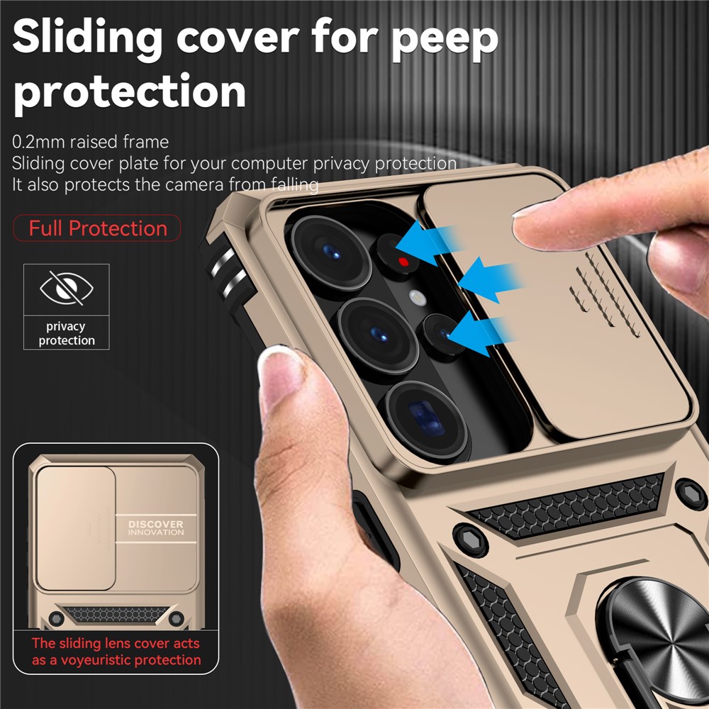  Samsung Galaxy S26 Ultra Skal CamShield Ring Hybrid Guld