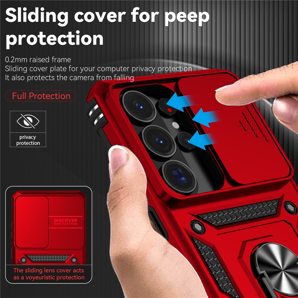  Samsung Galaxy S26 Ultra Skal CamShield Ring Hybrid Röd