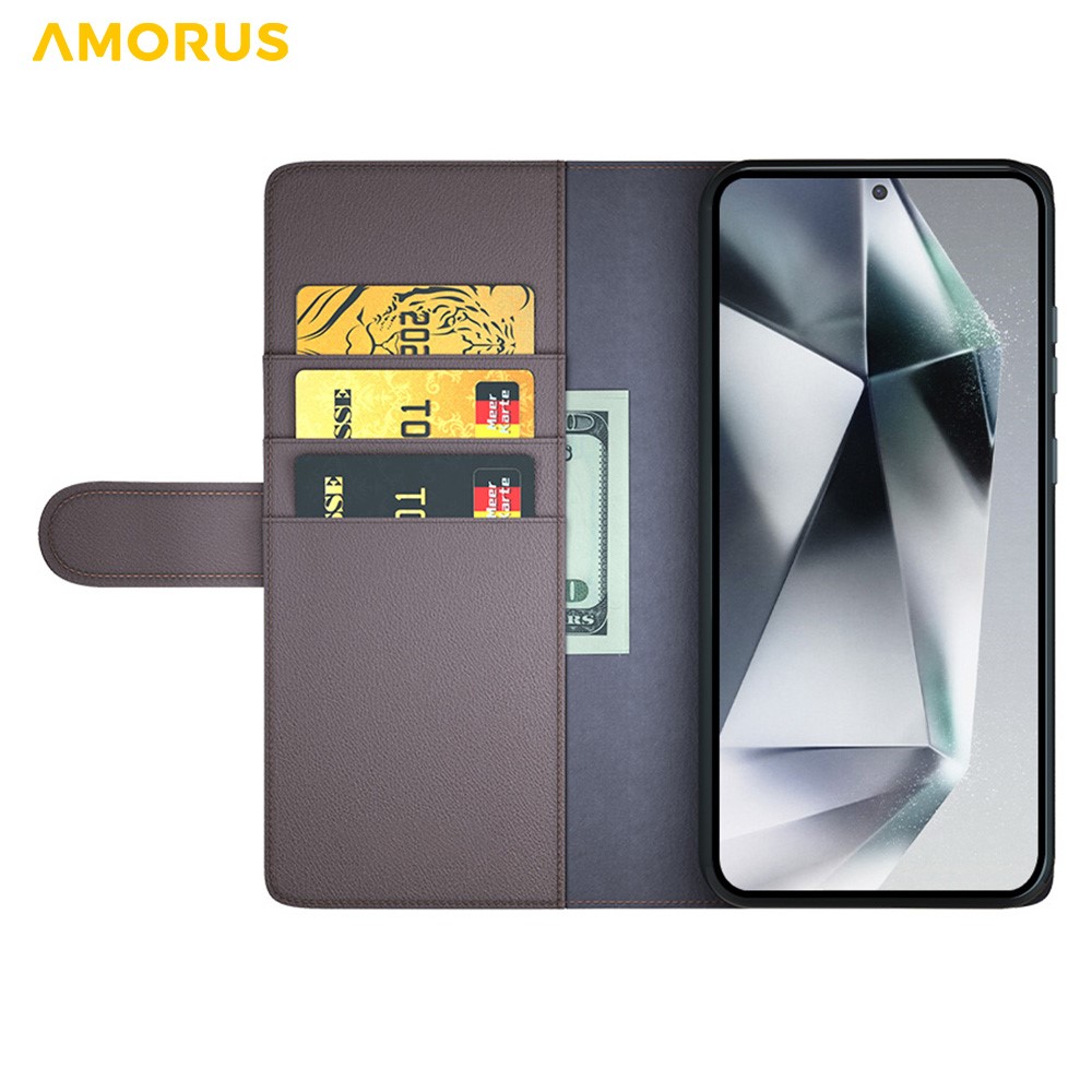 AMORUS AMORUS Samsung Galaxy S26 Ultra Fodral Äkta Läder Brun
