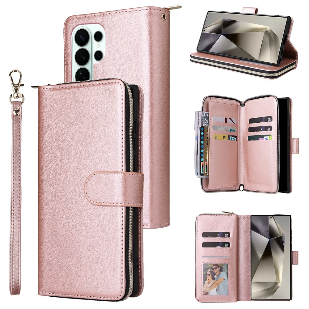  Samsung Galaxy S26 Ultra Fodral Multifuntionellt Läder Roséguld