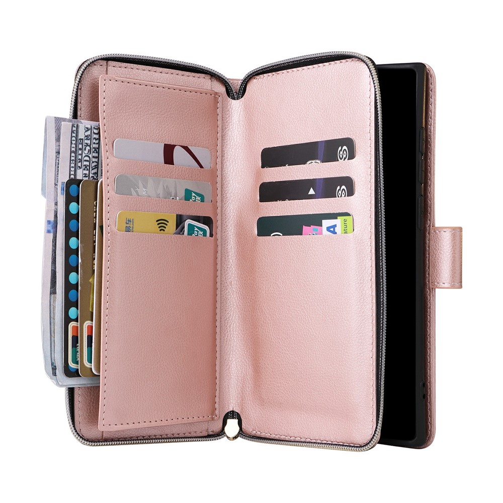  Samsung Galaxy S26 Ultra Fodral Multifuntionellt Läder Roséguld