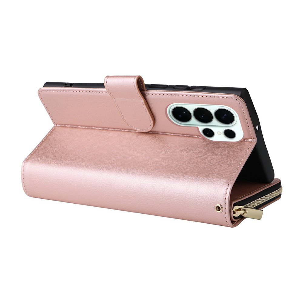  Samsung Galaxy S26 Ultra Fodral Multifuntionellt Läder Roséguld