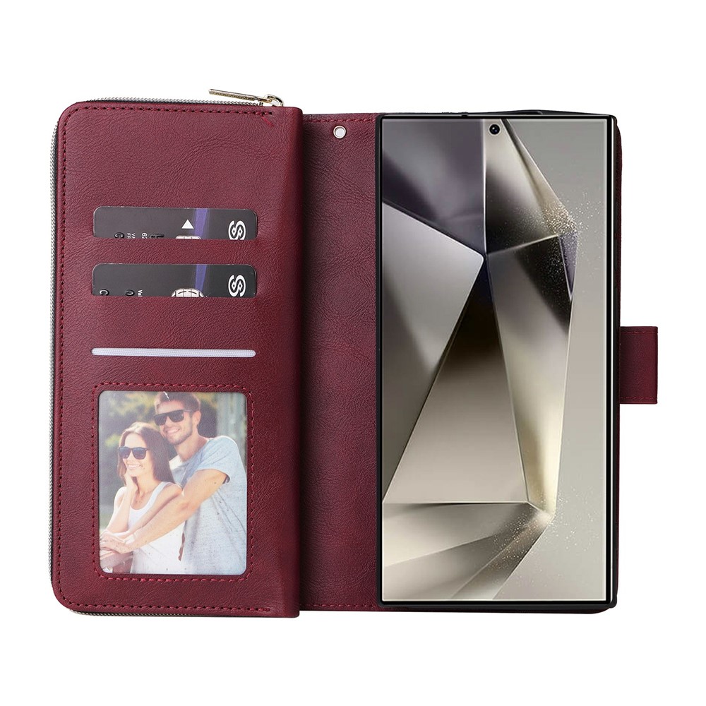 Samsung Galaxy S26 Ultra Fodral Multifuntionellt Läder Vinröd