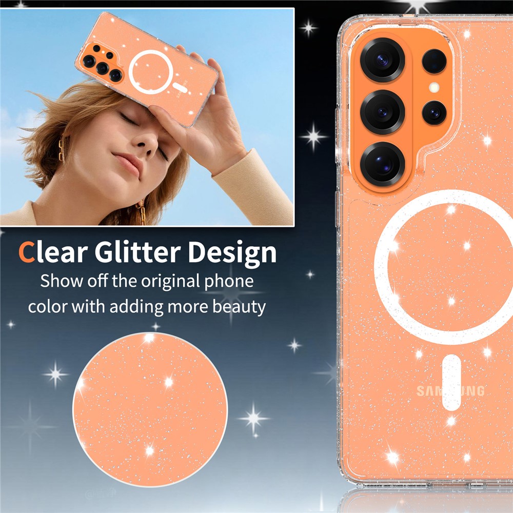  Samsung Galaxy S26 Ultra Skal MagSafe Glitter Transparent