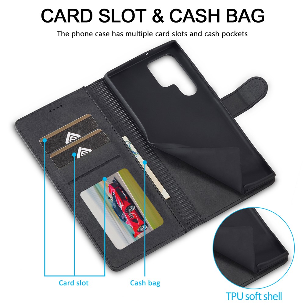 LC.IMEEKE LC.IMEEKE Samsung Galaxy S26 Ultra Fodral Läder Svart