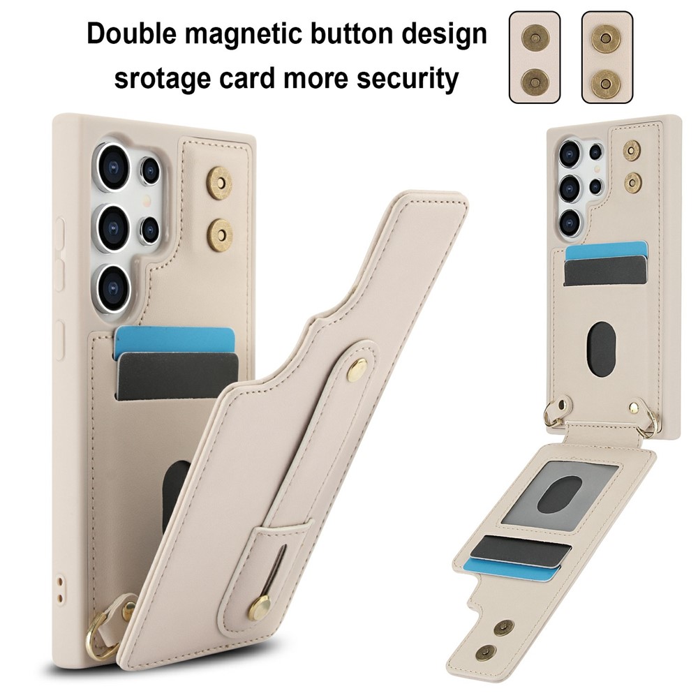  Samsung Galaxy S26 Ultra Skal Multifunktionellt Läder Beige