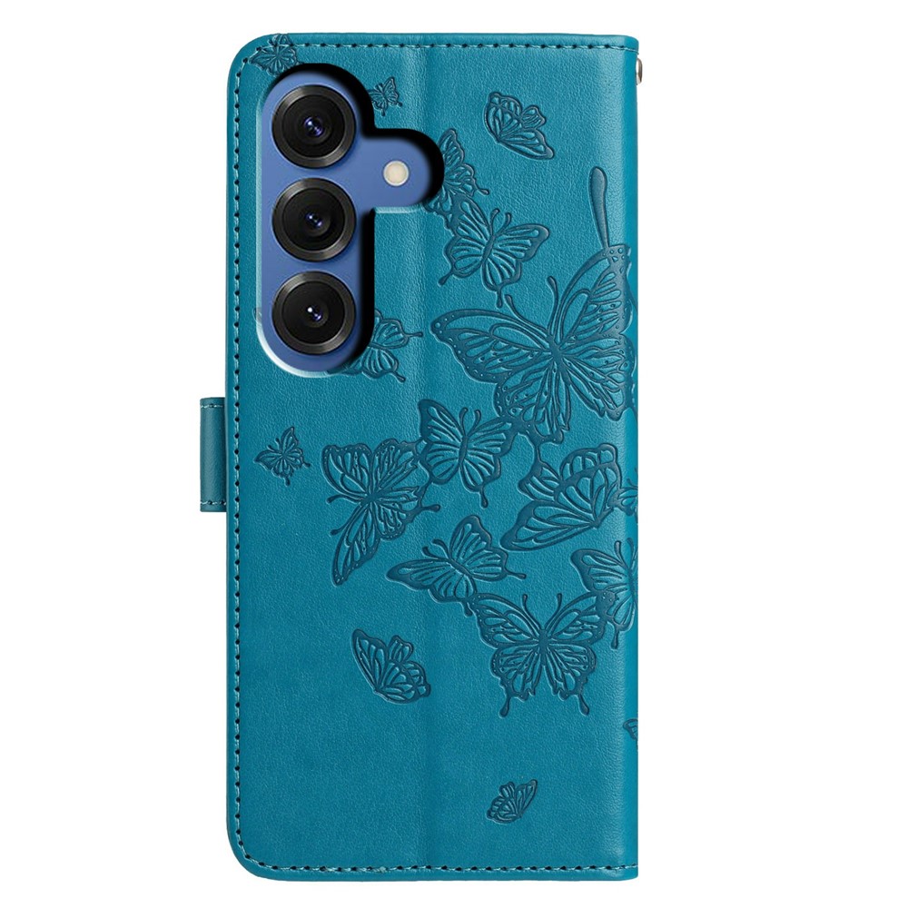  Samsung Galaxy S26 Fodral Fjäril Tryck Blå