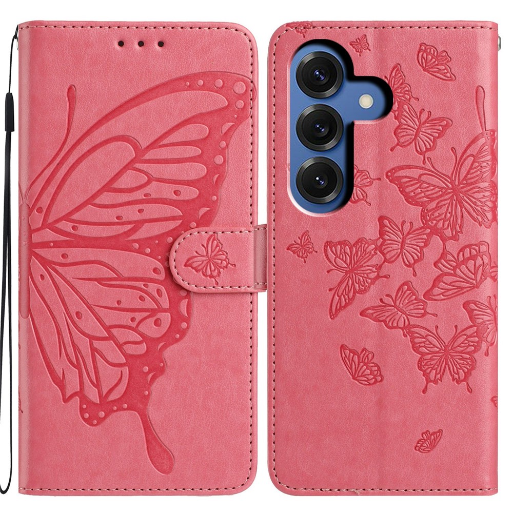  Samsung Galaxy S26 Fodral Fjäril Tryck Rosa