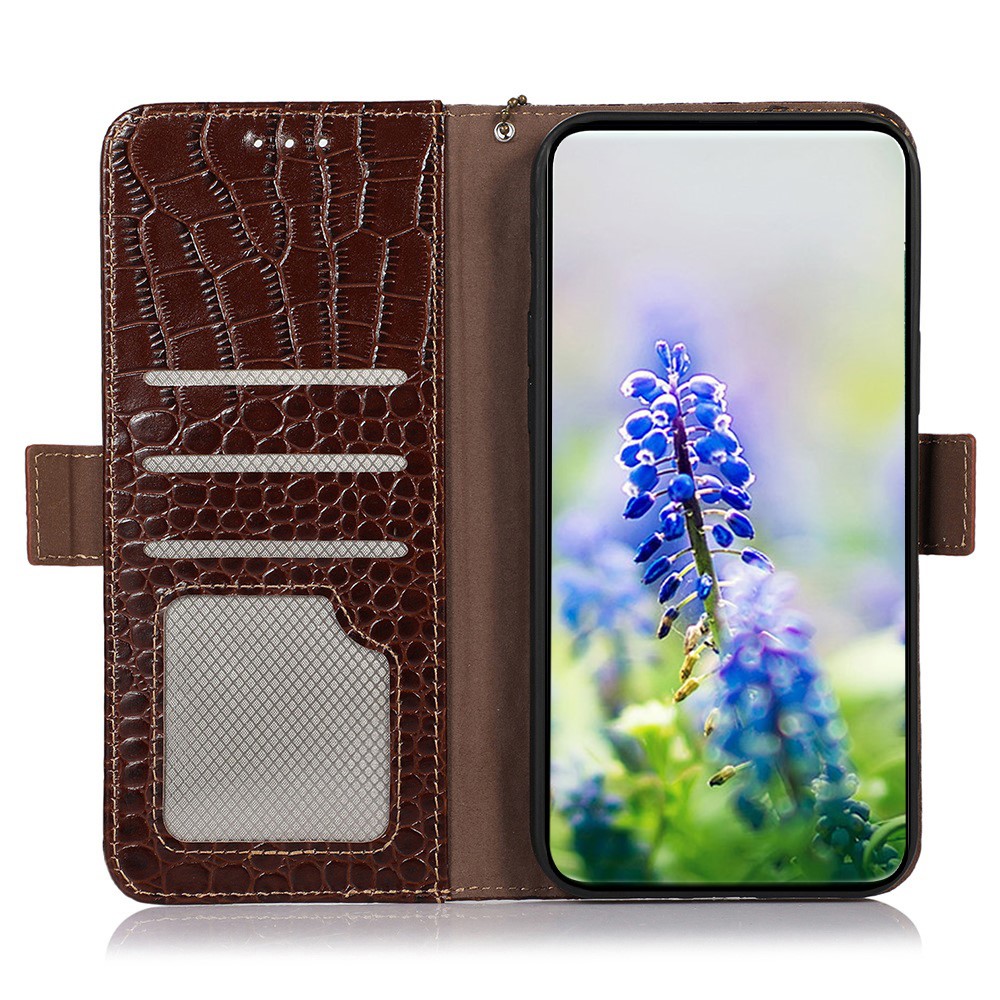  Samsung Galaxy S26 Fodral RFID Äkta Läder Krokodil Textur