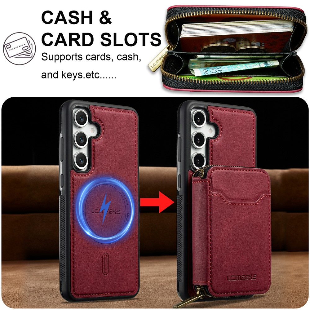 LC.IMEEKE LC.IMEEKE Galaxy S26 Skal Avtagbar Korthållare Röd