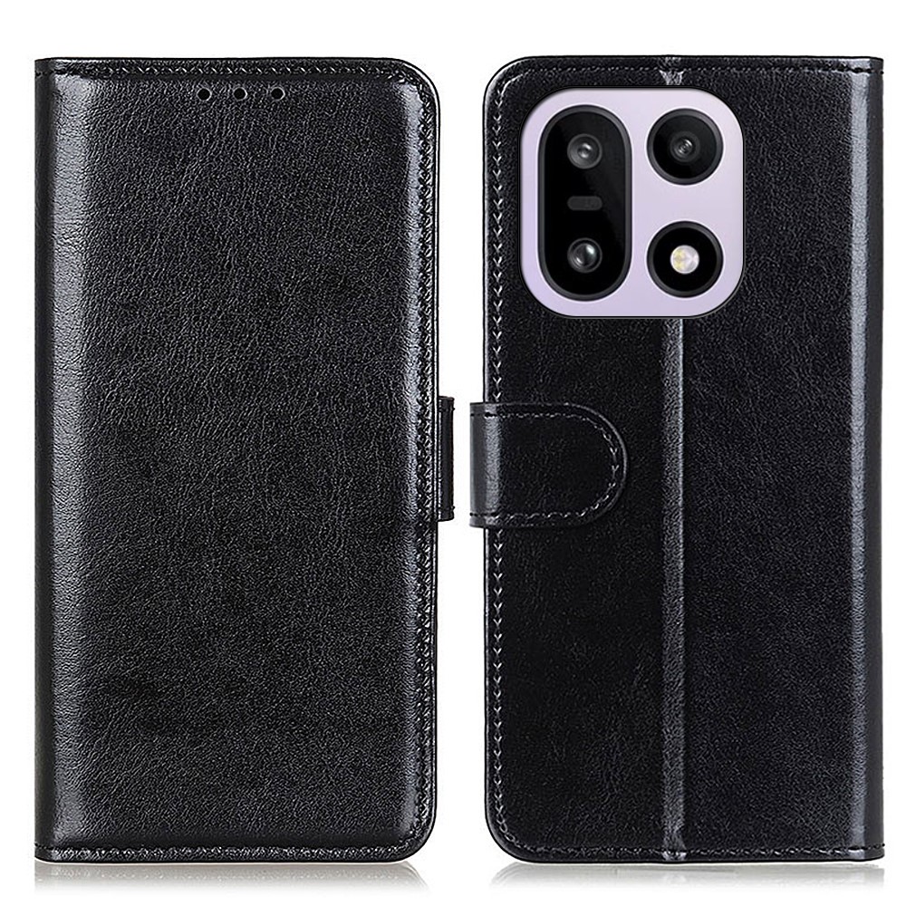  OnePlus 15 Fodral Crazy Horse Läder Svart