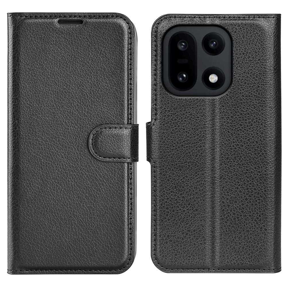  OnePlus 15 Fodral Litchi Läder Svart