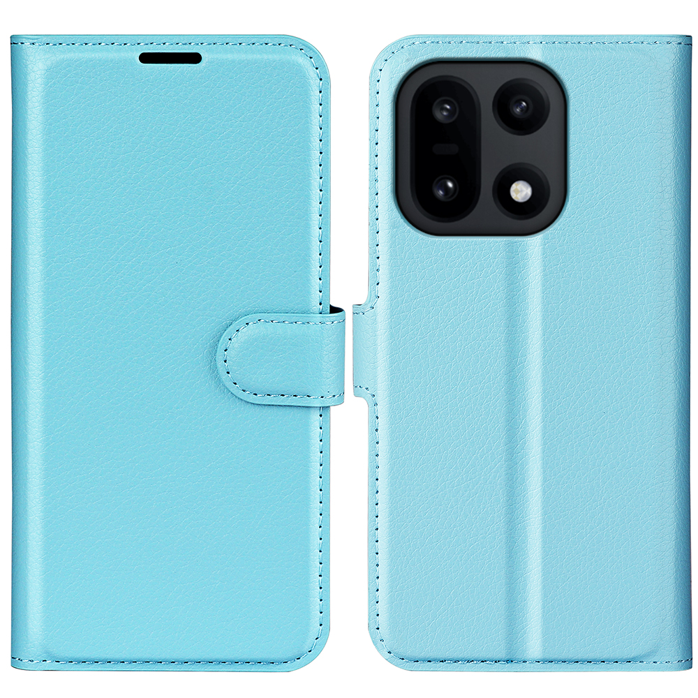  OnePlus 15 Fodral Litchi Läder Blå