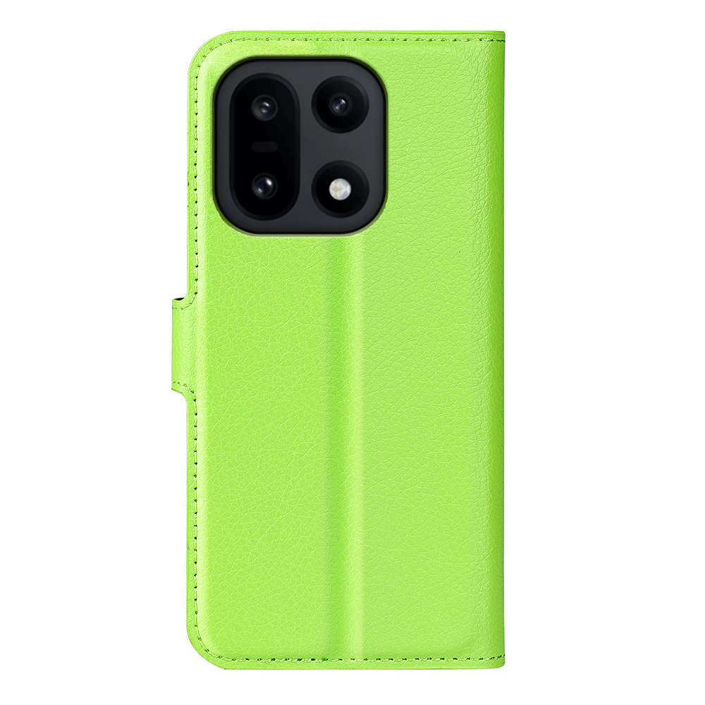  OnePlus 15 Fodral Litchi Läder Grön