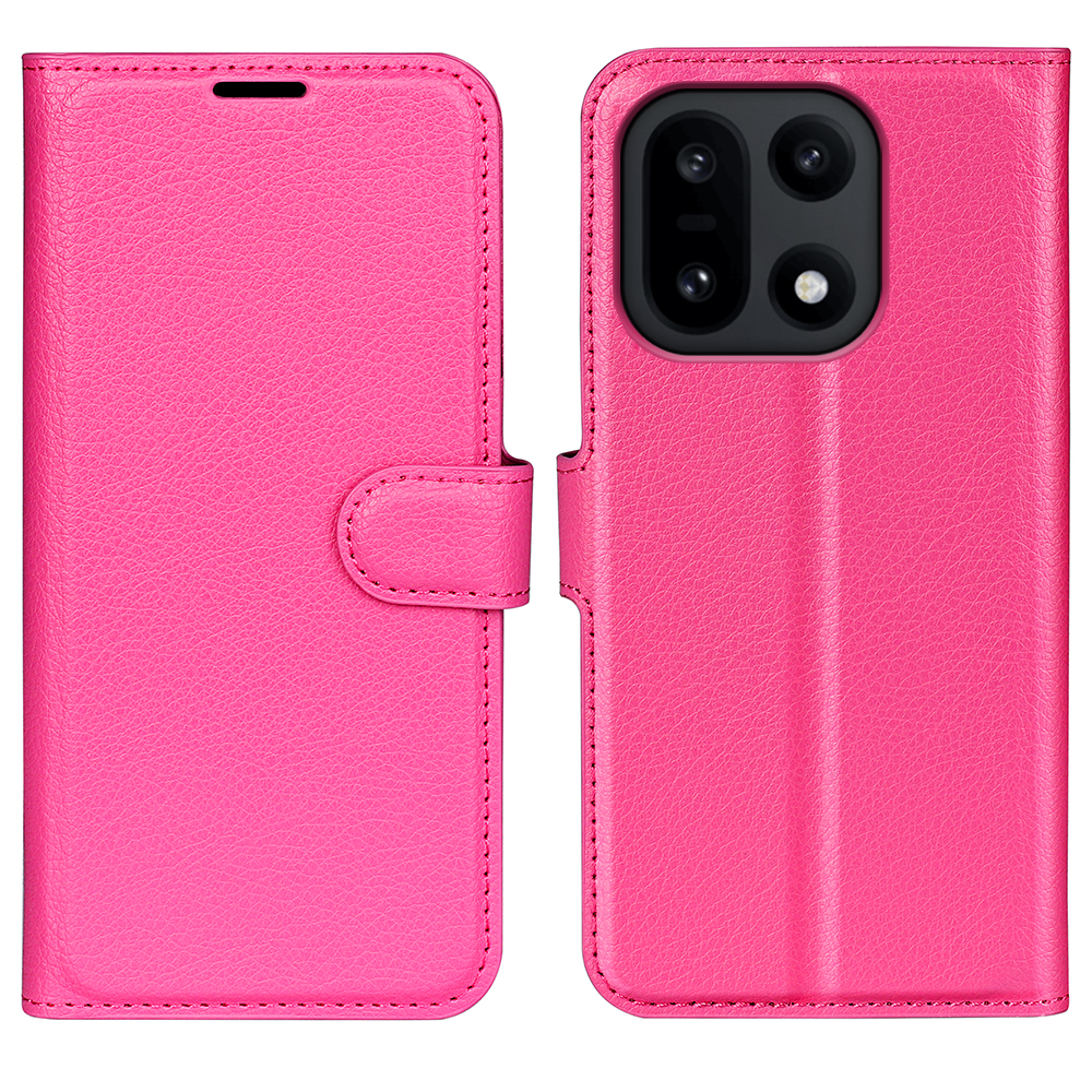  OnePlus 15 Fodral Litchi Läder Rosa