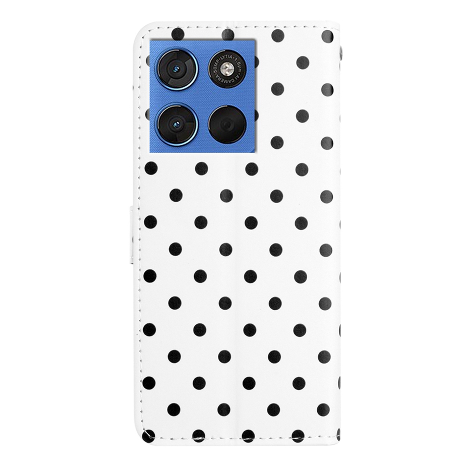 Motorola Edge 70 Fodral Polka Dot Läder Vit / Svart