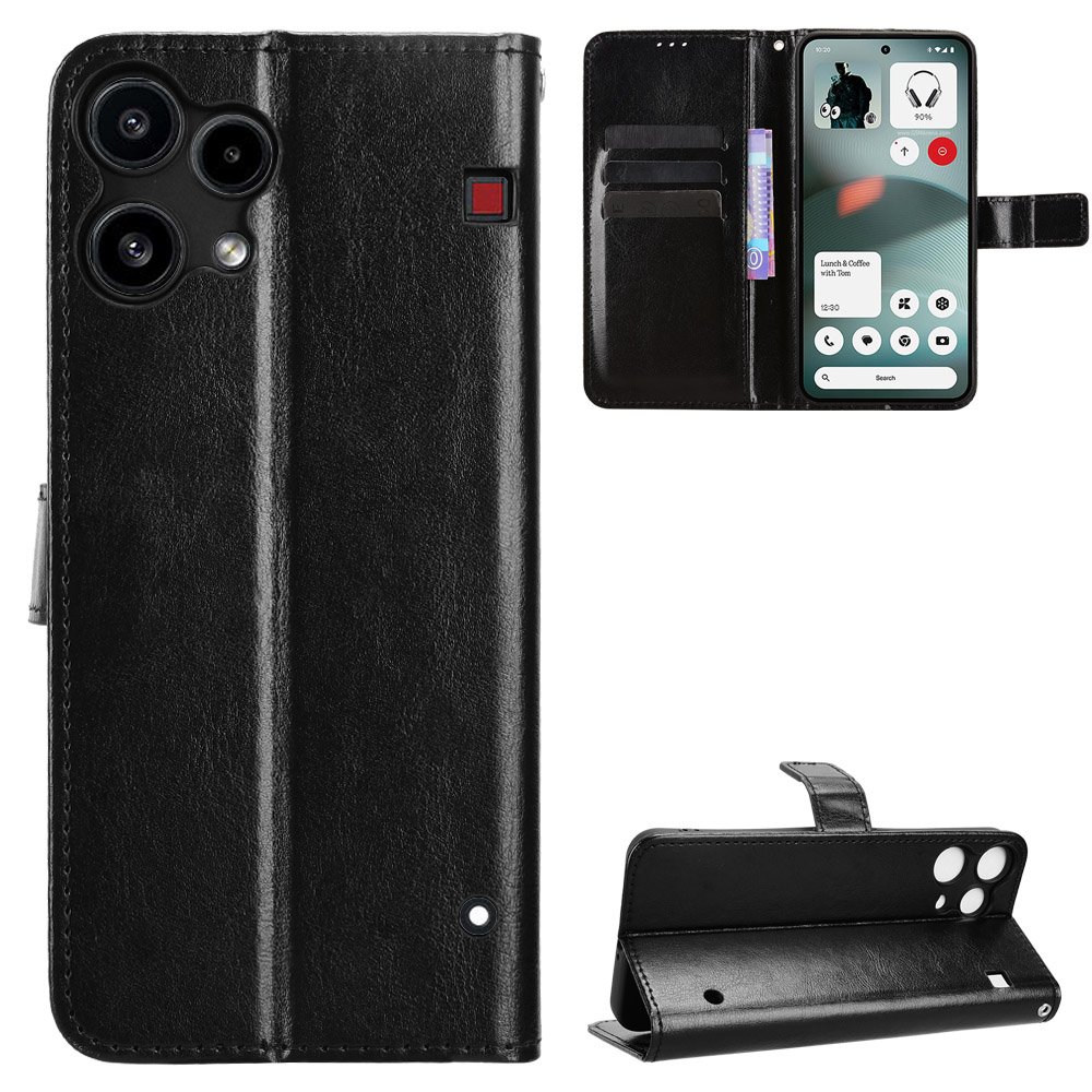  Nothing Phone 3a Lite Fodral Crazy Horse Läder Svart