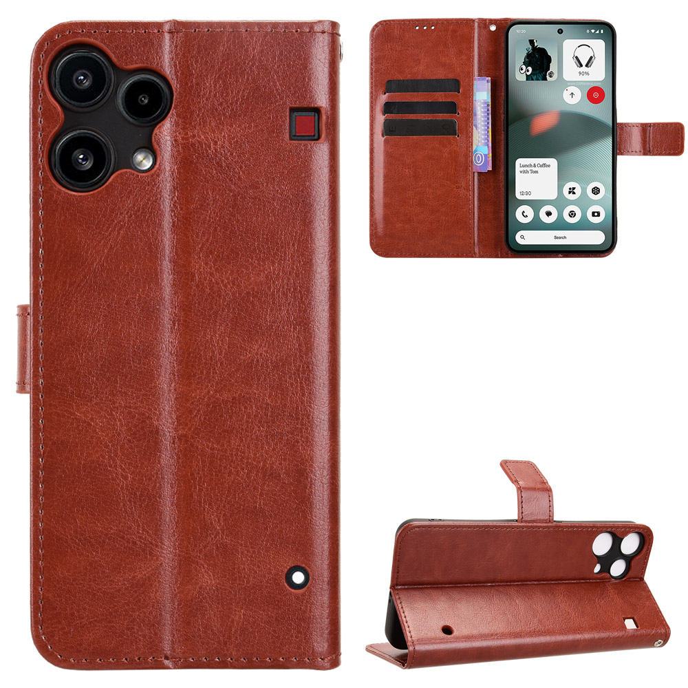  Nothing Phone 3a Lite Fodral Crazy Horse Läder Brun