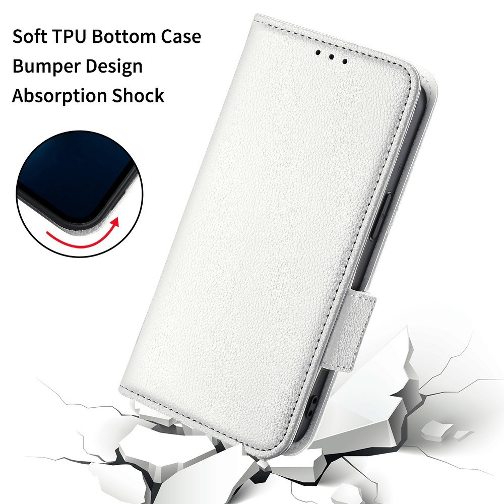  Nothing Phone 3a Lite Fodral Litchi Läder Vit
