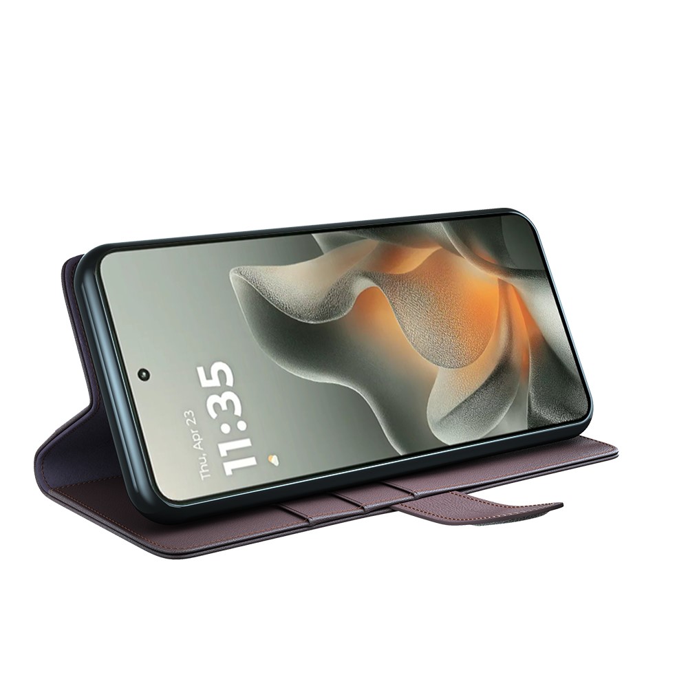  Motorola Edge 70 Fodral Premium Äkta Läder Brun