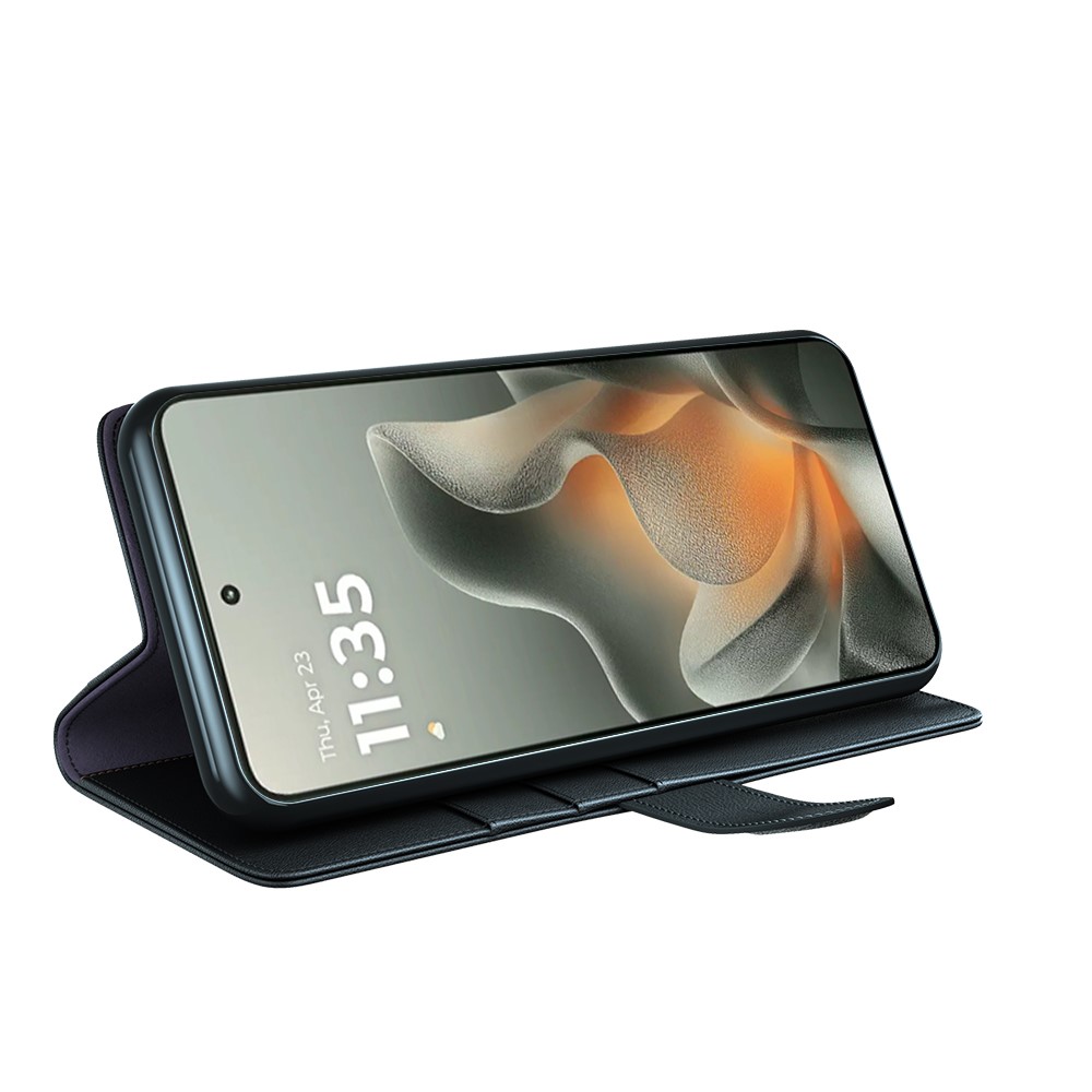  Motorola Edge 70 Fodral Premium Äkta Läder Svart
