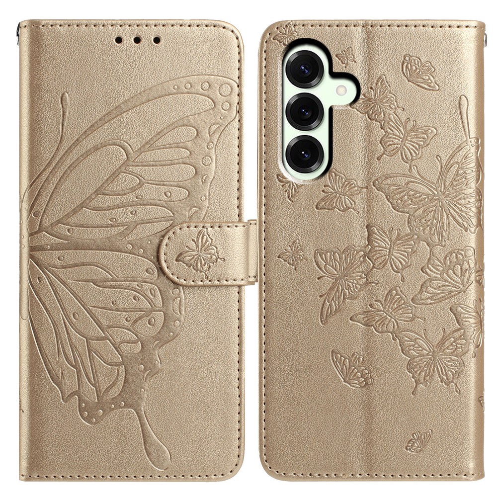  Samsung Galaxy A37 5G Fodral Med Fjäril Tryck Guld