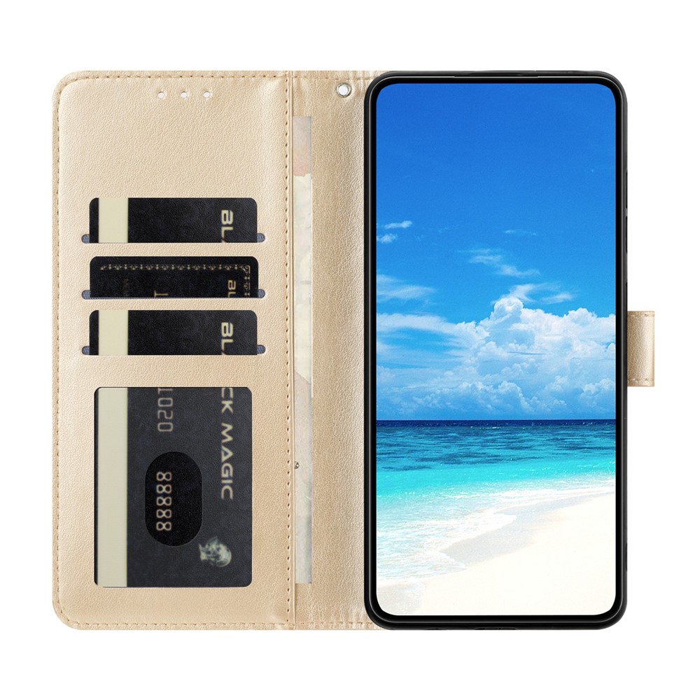  Samsung Galaxy A37 5G Fodral Med Fjäril Tryck Guld