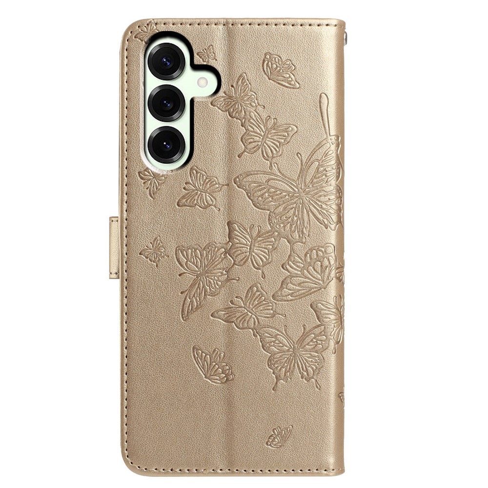  Samsung Galaxy A37 5G Fodral Med Fjäril Tryck Guld