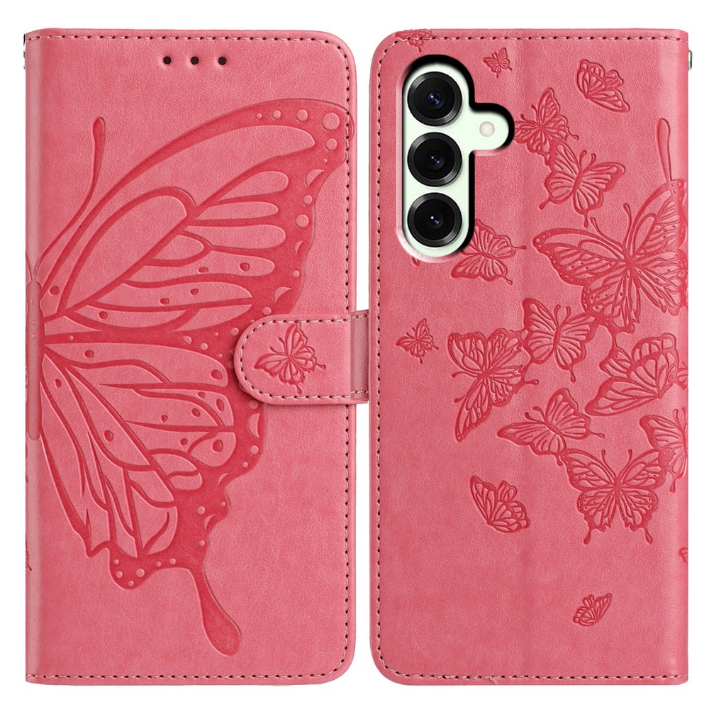  Samsung Galaxy A57 5G Fodral Med Fjäril Tryck Rosa