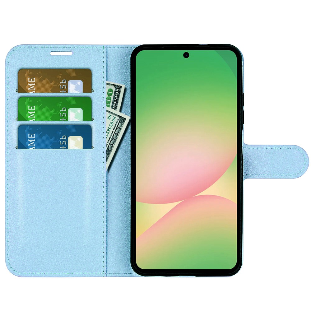  Samsung Galaxy A57 5G Fodral Litchi Läder Blå