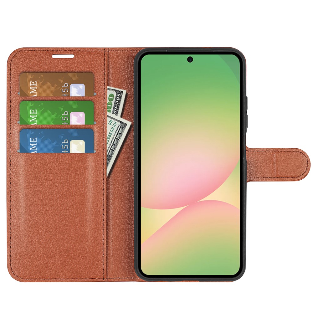  Samsung Galaxy A57 5G Fodral Litchi Läder Brun