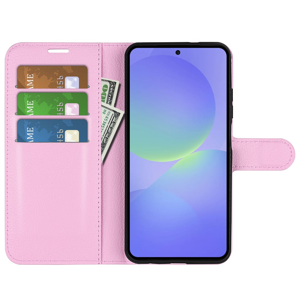  Samsung Galaxy A37 5G Fodral Litchi Läder Ljus Rosa