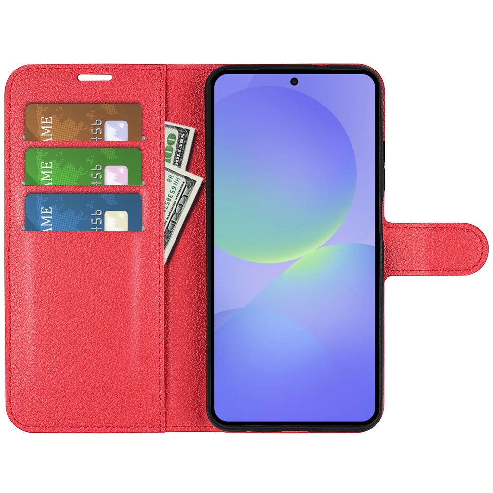  Samsung Galaxy A37 5G Fodral Litchi Läder Röd
