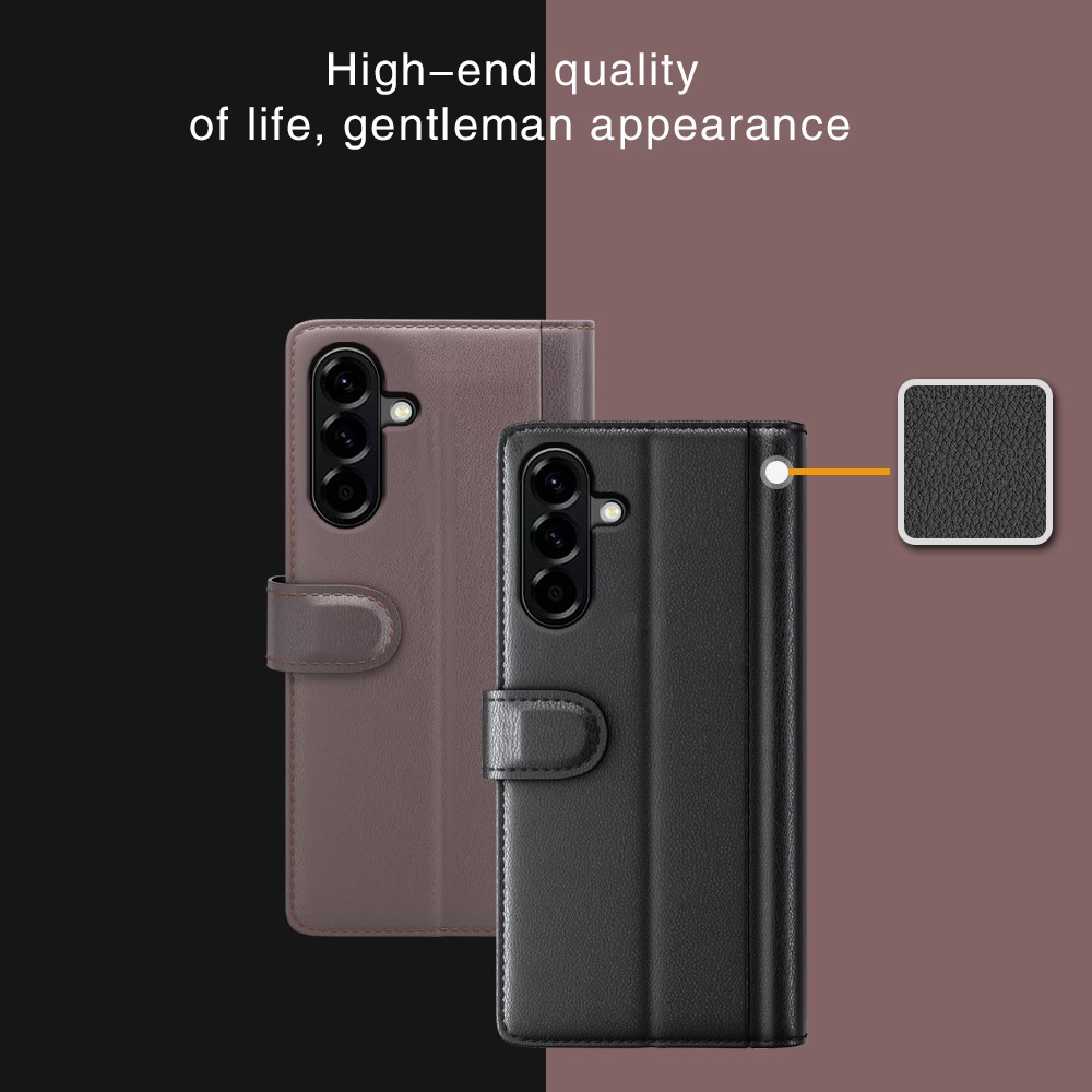 Samsung Galaxy A57 5G Fodral Premium Äkta Läder Svart
