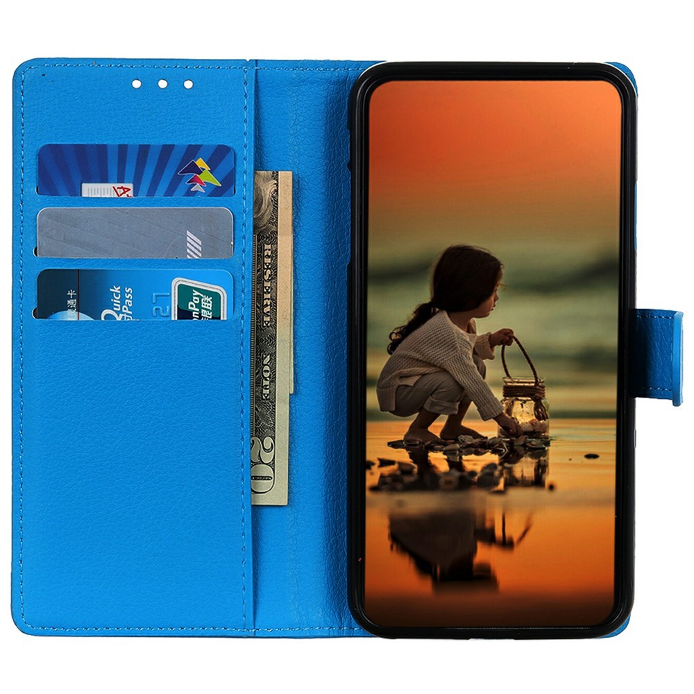  Samsung Galaxy A37 5G Fodral Litchi Läder Blå