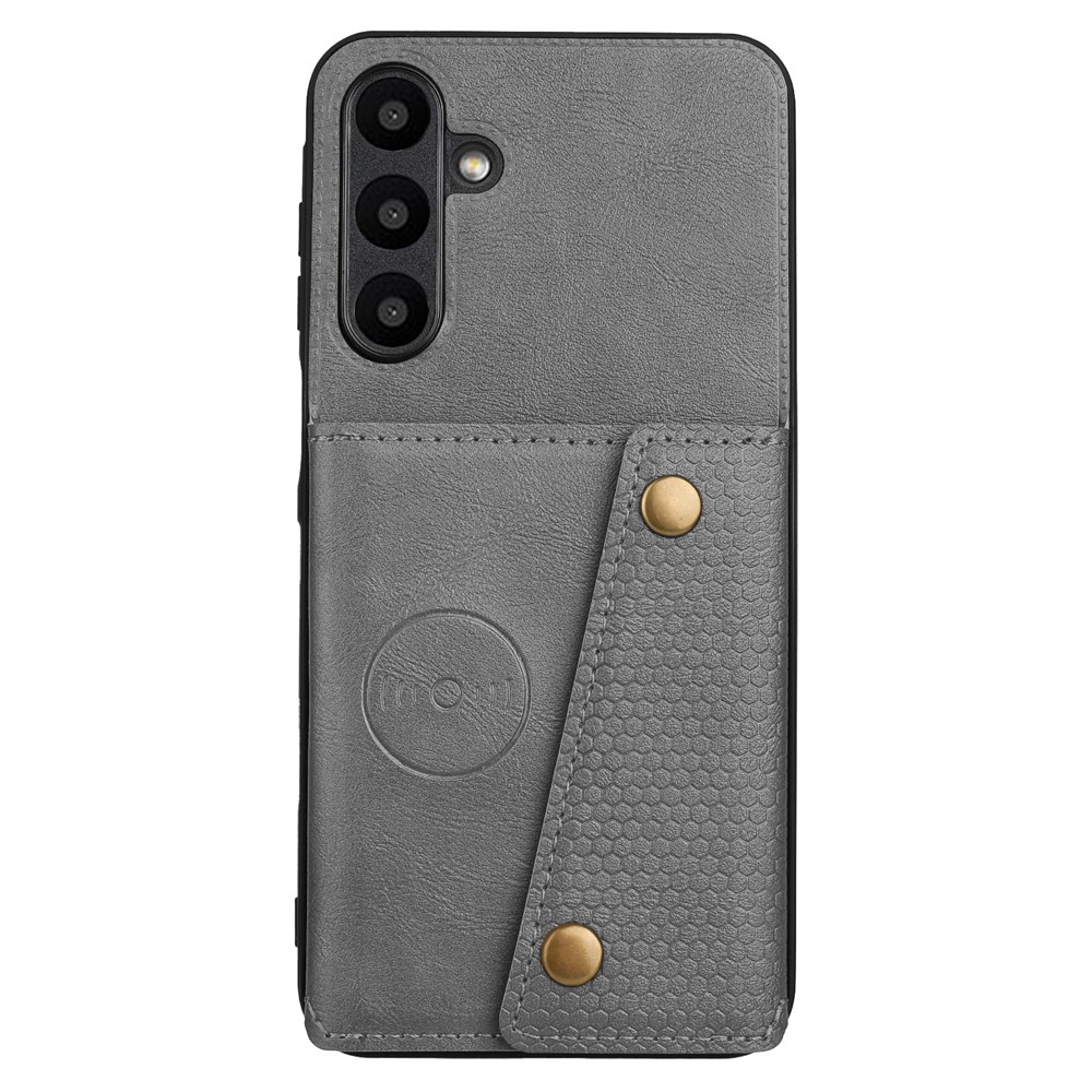  Samsung Galaxy A37 5G Skal Läder Med Kortfack Och Magnet Grå