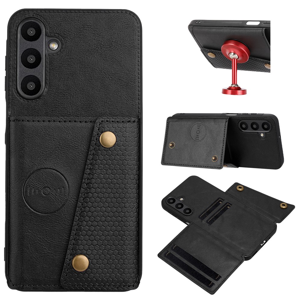  Samsung Galaxy A37 5G Skal Läder Med Kortfack Och Magnet Svart