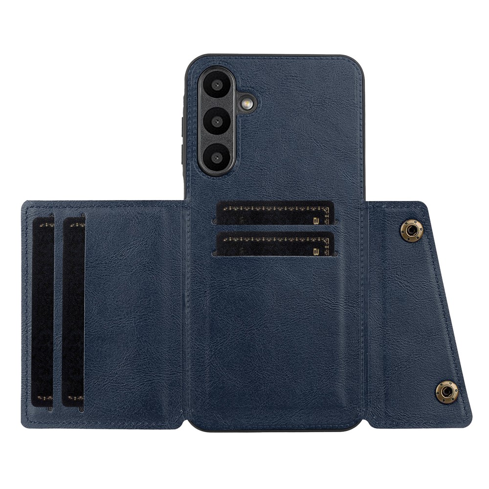  Samsung Galaxy A37 5G Skal Läder Med Kortfack Och Magnet Blå