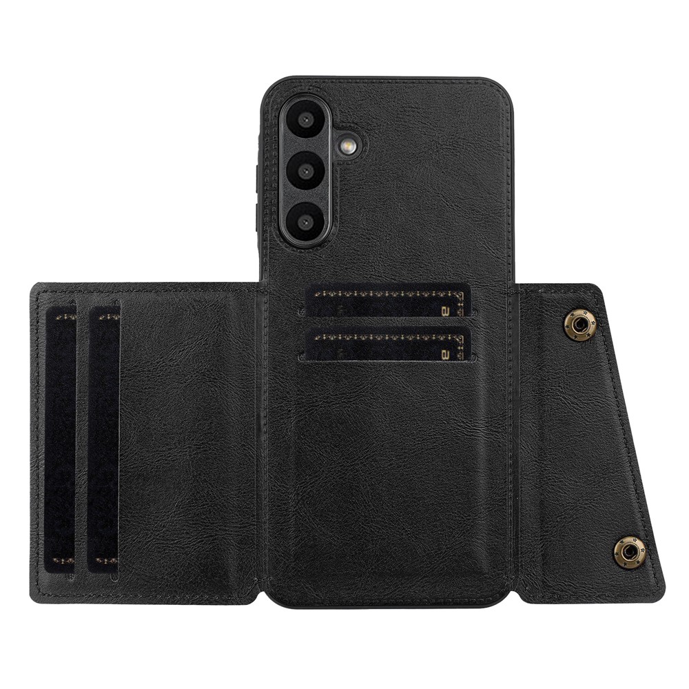  Samsung Galaxy A57 5G Skal Läder Med Kortfack Och Magnet Svart