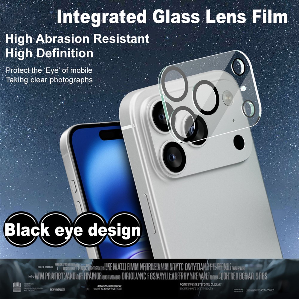 IMAK IMAK iPhone 17 Pro Max Linsskydd Black Rings Härdat Glas