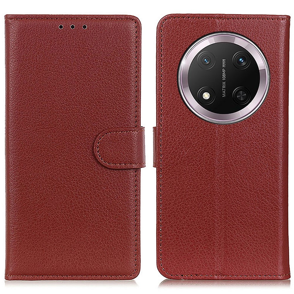  Honor Magic7 Lite Fodral Litchi Läder Brun