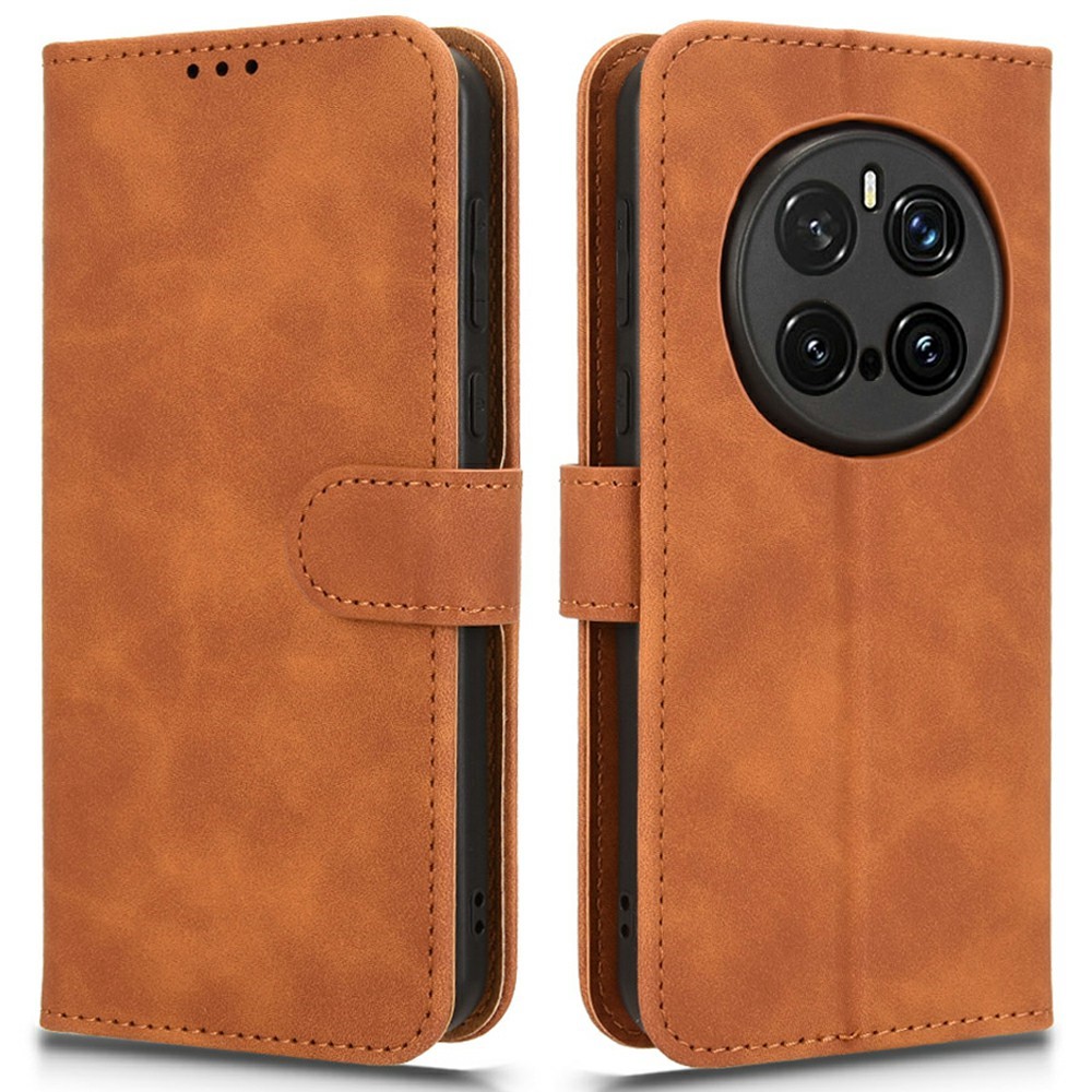  Honor Magic7 Pro Fodral Läder Skin Feel Brun
