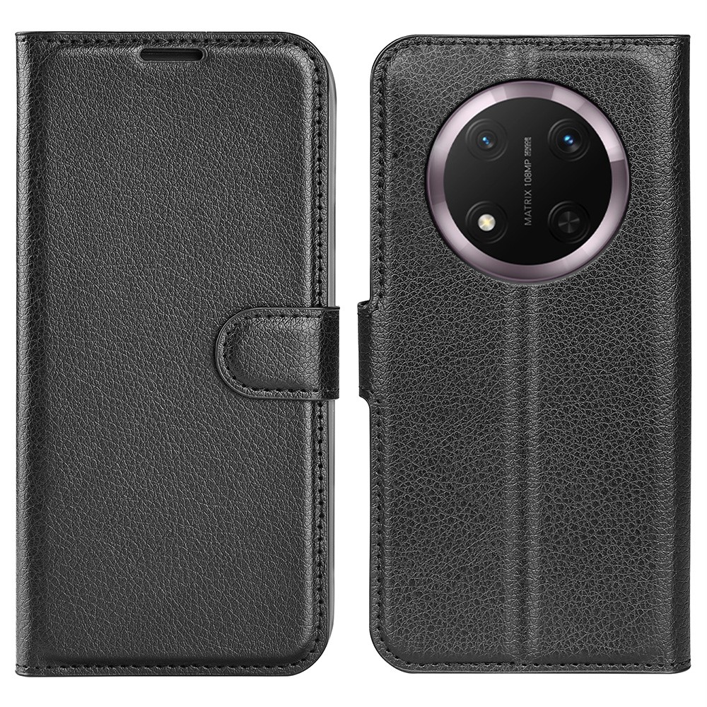  Honor Magic7 Lite Fodral Litchi Läder Svart