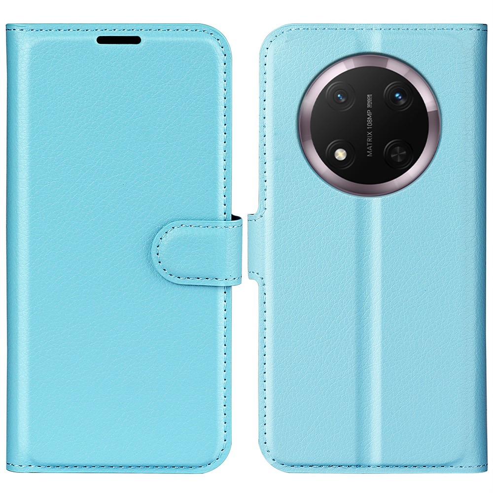  Honor Magic7 Lite Fodral Litchi Läder Blå