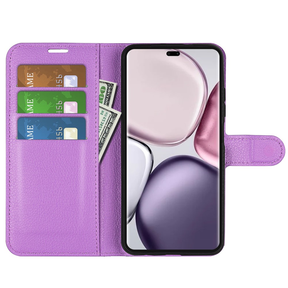  Honor Magic7 Lite Fodral Litchi Läder Lila