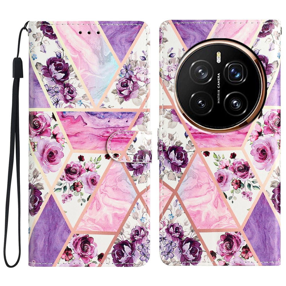  Honor Magic7 Pro Fodral Med Tryck Lila Marmor